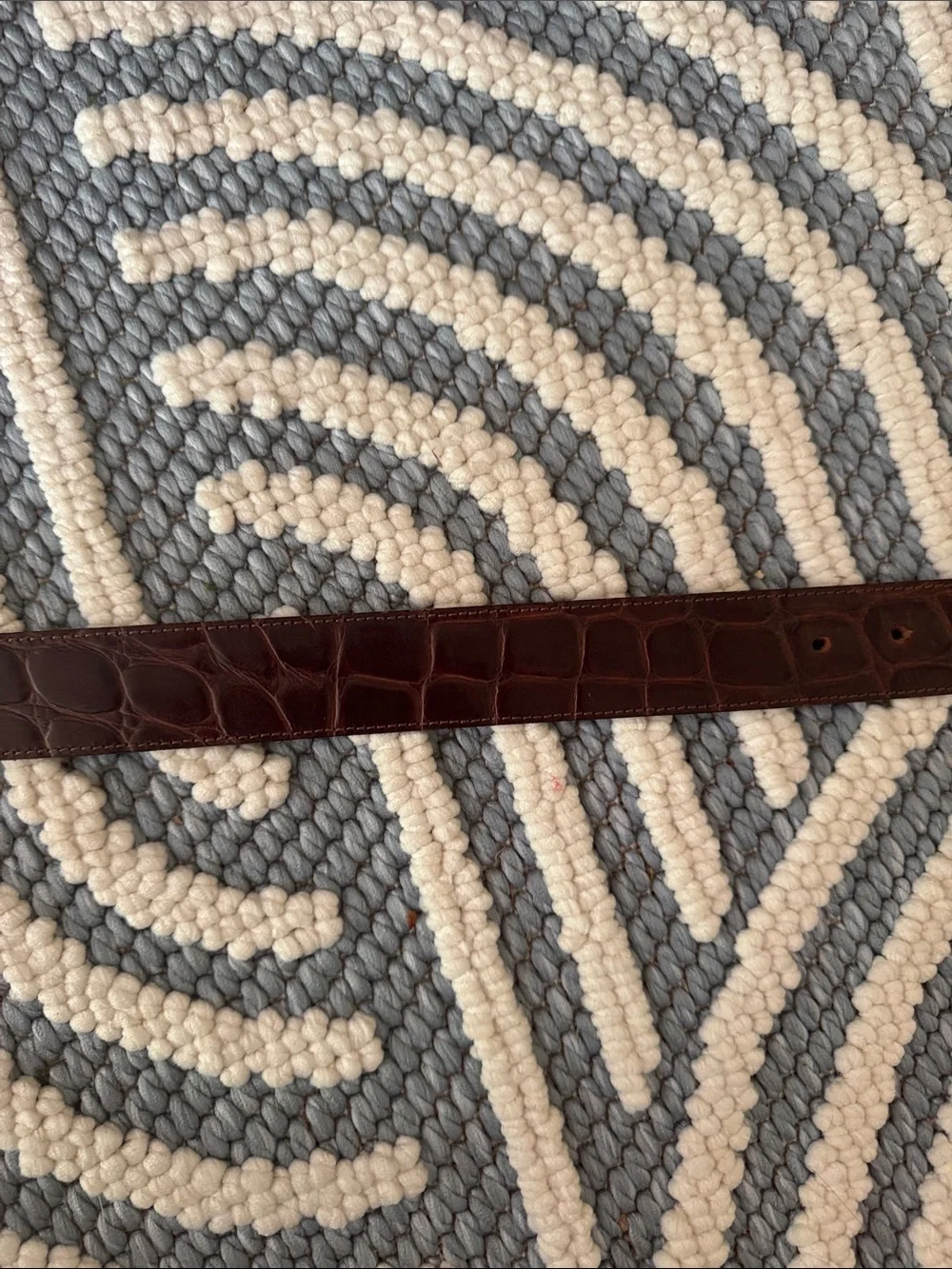 Vintage Streets Ahead Leather Belt Rare Openwork Face Buckle Brown Croc Embossed